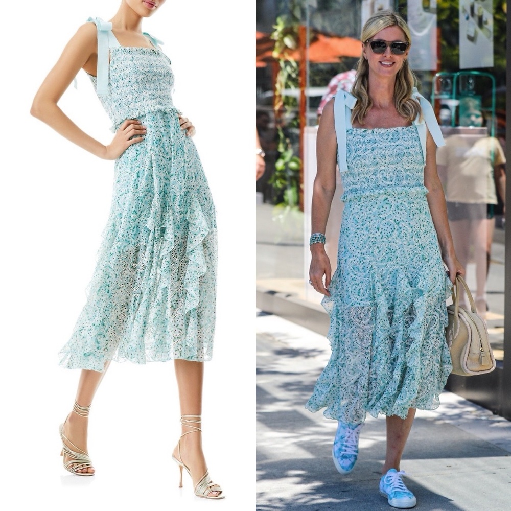 Alice + olivia jocelyn floral smocked shoulder tie dress FINAL PRICE